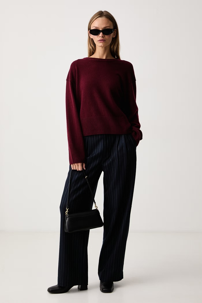 Marc O'Polo Sweter damski wełniany 5000012199 bordowy AW26
