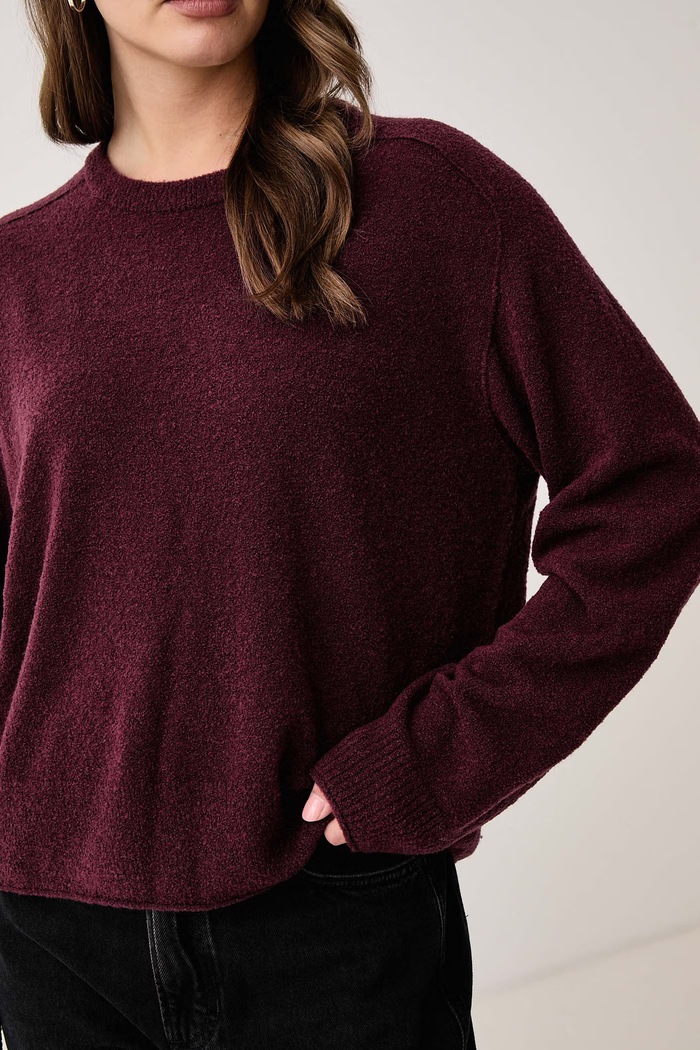 Sweter damski z wełną Marc O'Polo 5000012089 bordowy