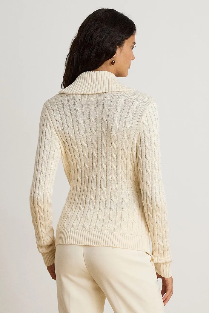 Lauren Ralph Lauren Sweter damski z bawełną 200P14042 beżowy AW26