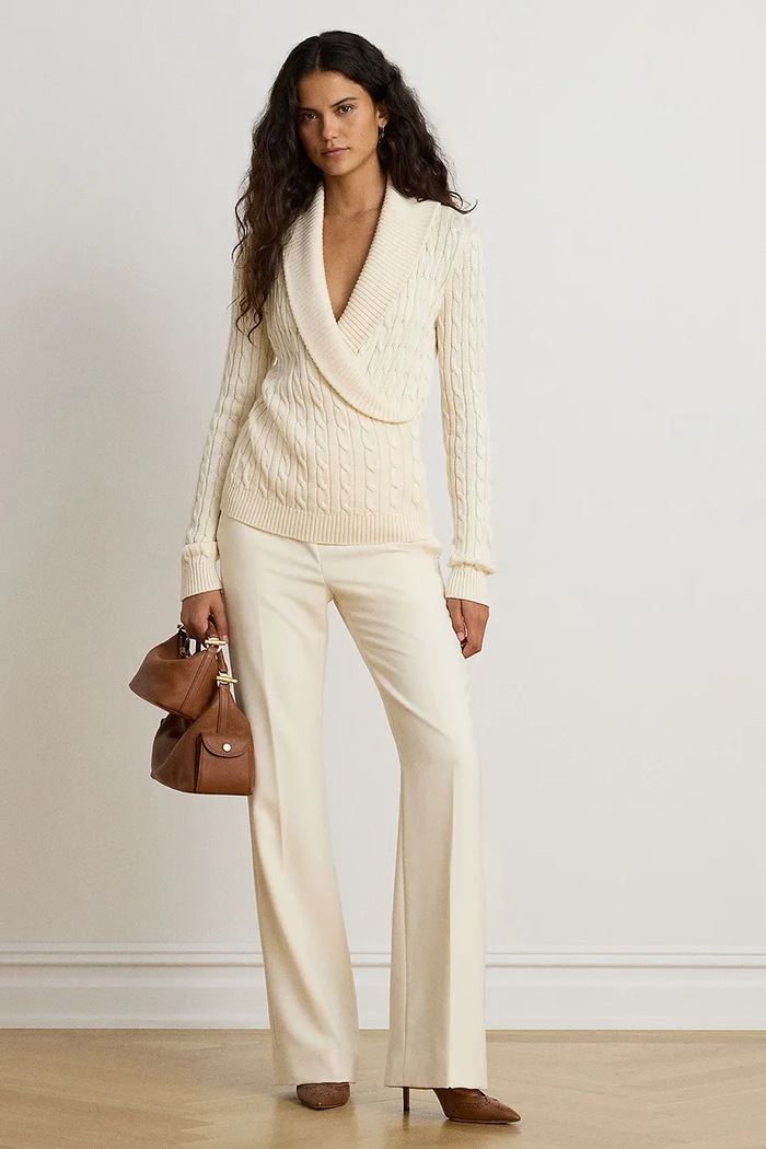 Odzież Lauren Ralph Lauren Sweter damski z bawełną 200P14042 beżowy