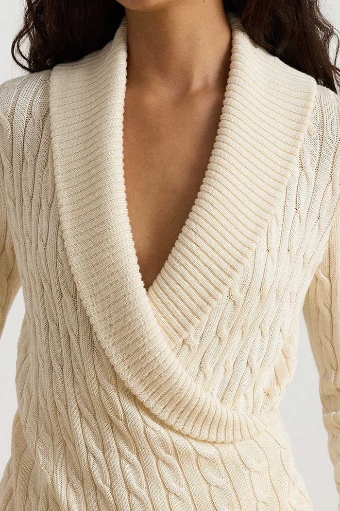 Sweter damski z bawełną Lauren Ralph Lauren 200P14042 beżowy