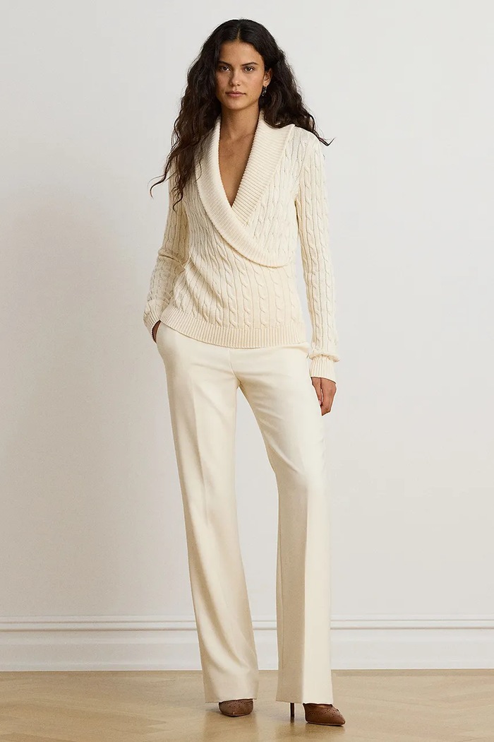 Sweter damski z bawełną Lauren Ralph Lauren beżowy 200P14042