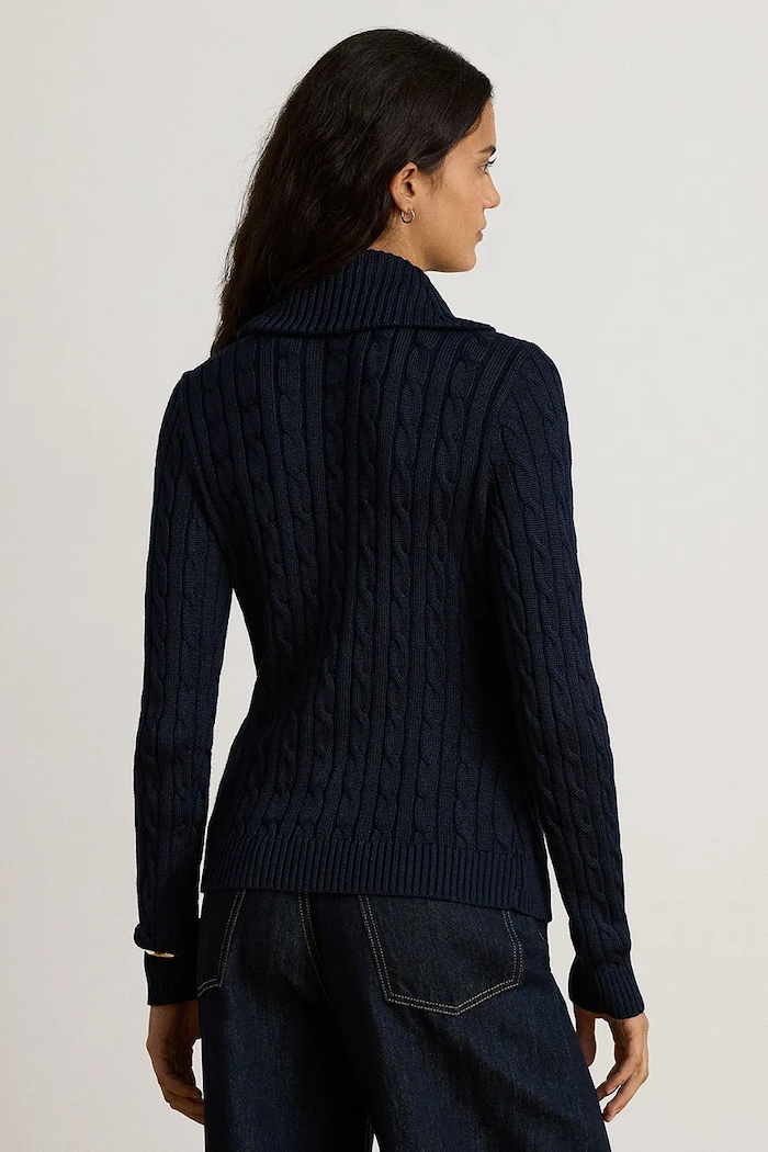 Lauren Ralph Lauren Sweter damski z bawełną 200P14042 granatowy AW26