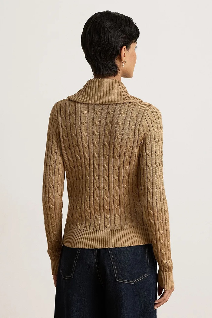 Lauren Ralph Lauren Sweter damski z bawełną 200P14042 brązowy AW26