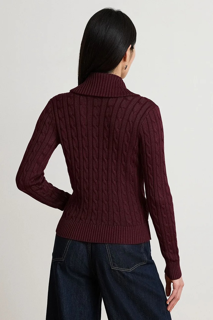 Lauren Ralph Lauren Sweter damski z bawełną 200P14042 bordowy AW26