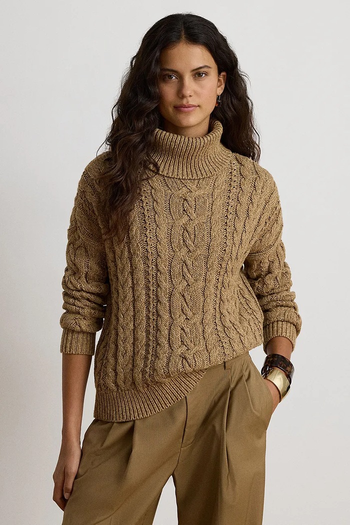 Lauren Ralph Lauren Sweter damski bawełniany brązowy 200B27835