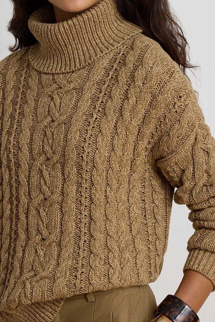 Sweter damski bawełniany Lauren Ralph Lauren 200B27835 brązowy
