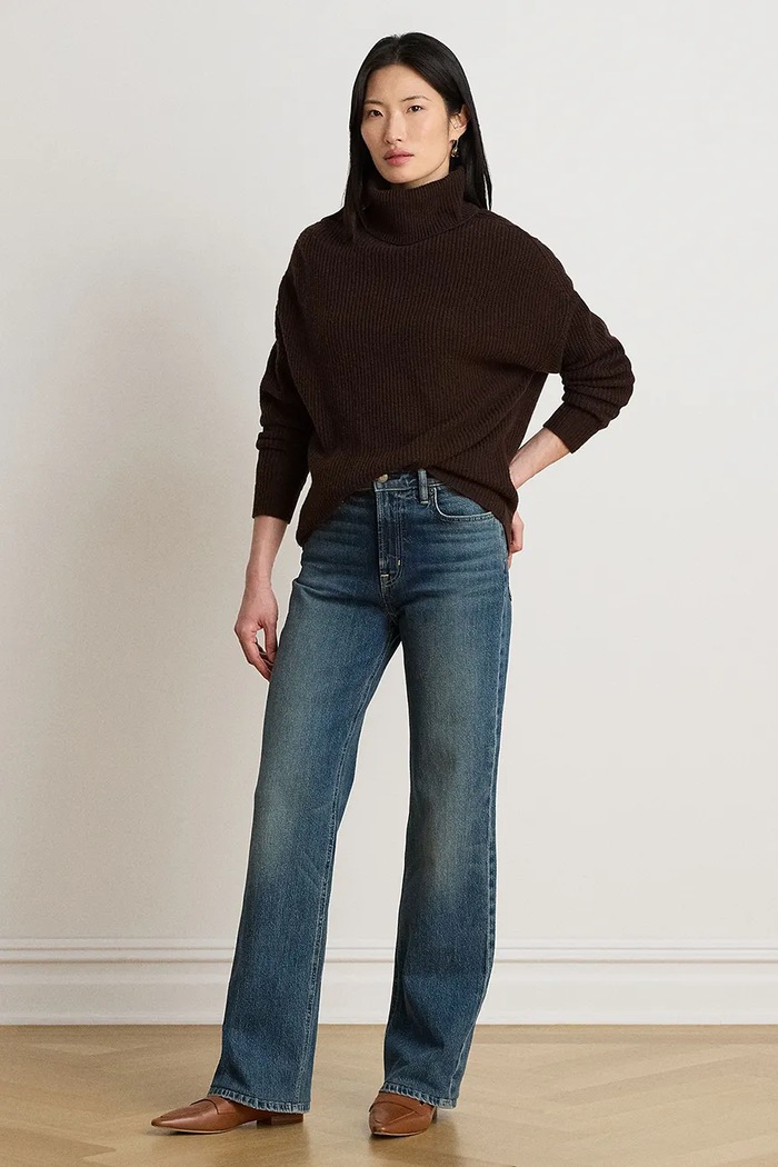 Odzież Lauren Ralph Lauren Sweter damski wełniany 200B23582 brązowy