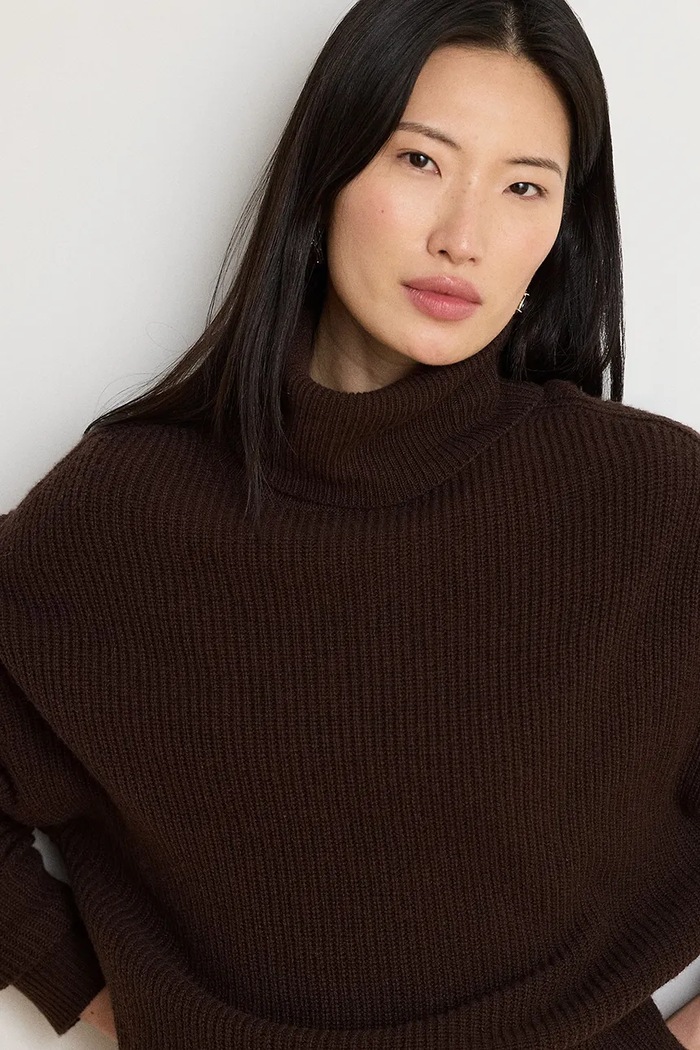 Sweter damski wełniany Lauren Ralph Lauren 200B23582 brązowy