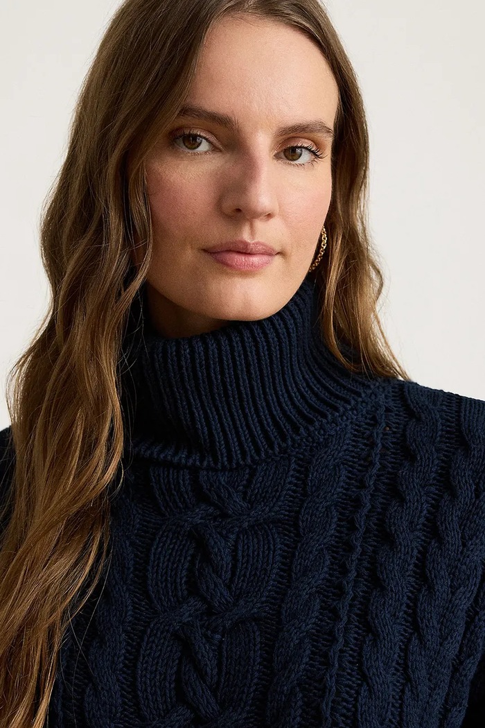 Пуловер дамски от памук Lauren Ralph Lauren 200B23577 тъмносин