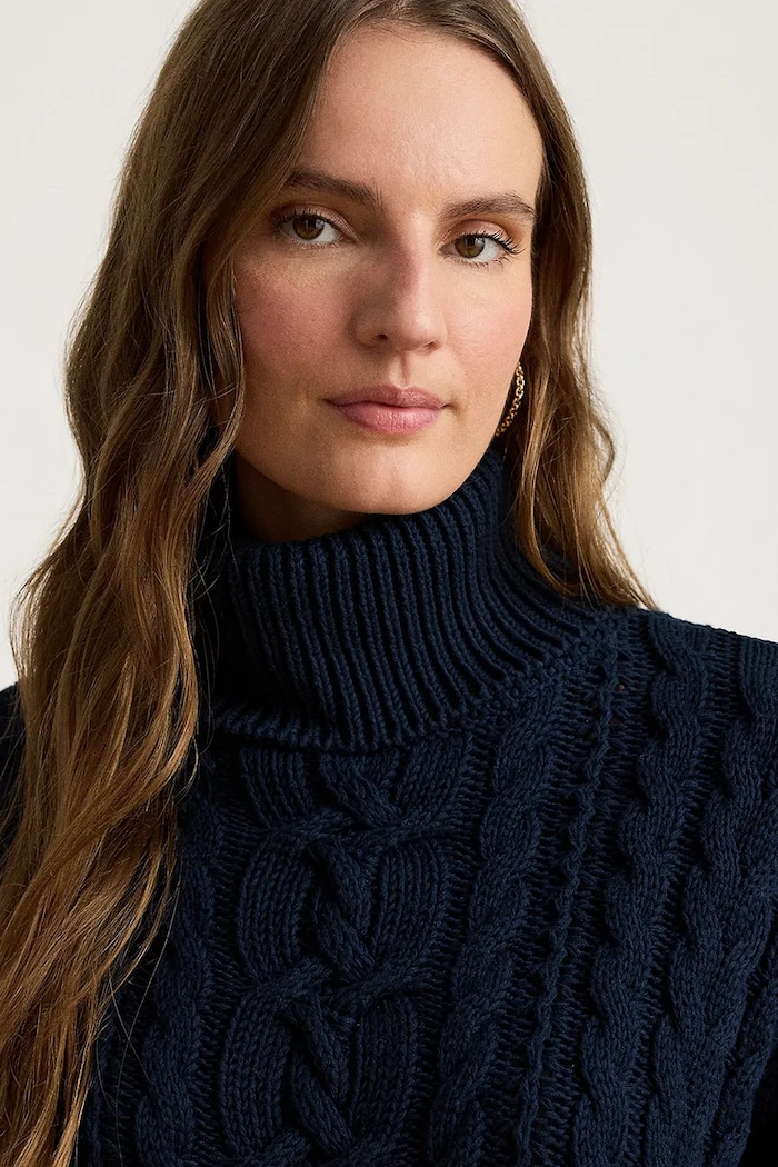 Пуловер дамски от памук Lauren Ralph Lauren 200B23577 тъмносин