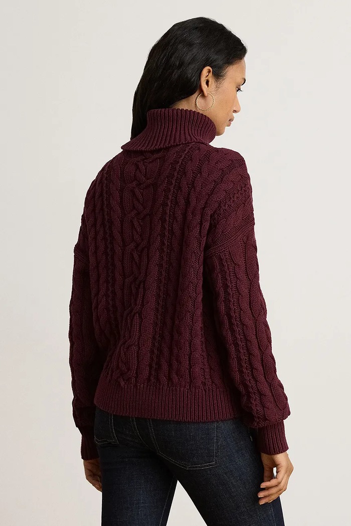 Lauren Ralph Lauren Sweter damski bawełniany 200B23577 bordowy AW26