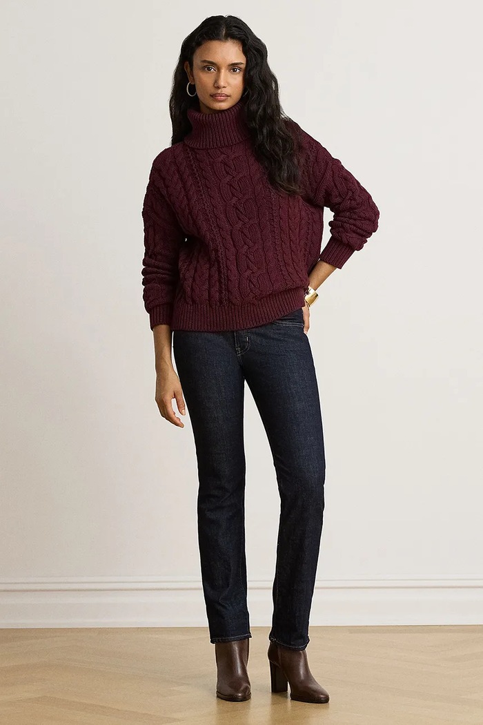 Odzież Lauren Ralph Lauren Sweter damski bawełniany 200B23577 bordowy