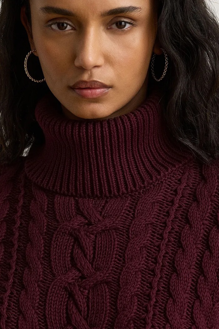 Sweter damski bawełniany Lauren Ralph Lauren 200B23577 bordowy