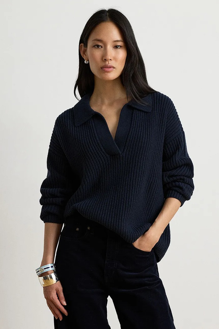 Lauren Ralph Lauren Sweter damski z wełną granatowy 200979676