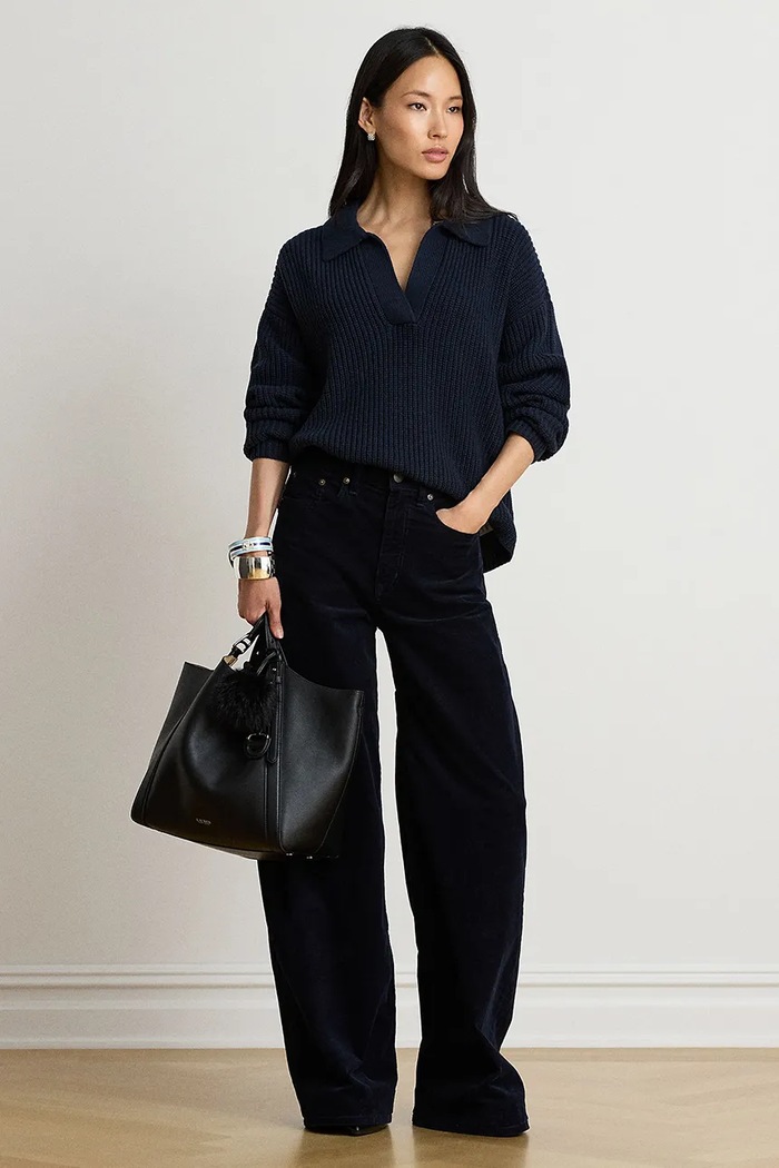 Odzież Lauren Ralph Lauren Sweter damski z wełną 200979676 granatowy
