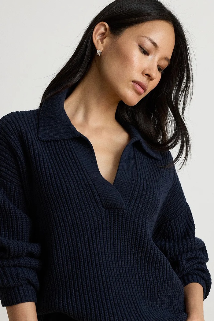 Sweter damski z wełną Lauren Ralph Lauren 200979676 granatowy