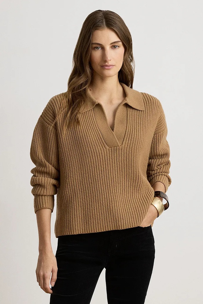 Lauren Ralph Lauren Sweter damski z wełną brązowy 200979676