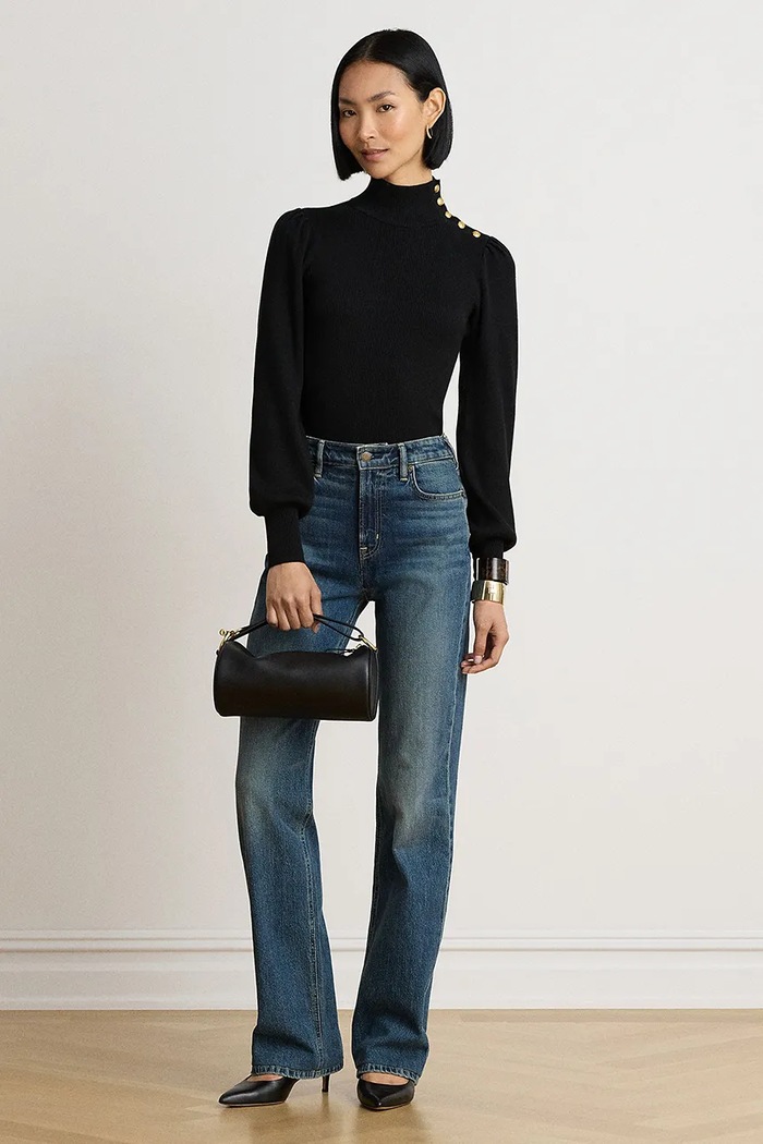 Odzież Lauren Ralph Lauren Sweter damski z bawełną 200882214 czarny