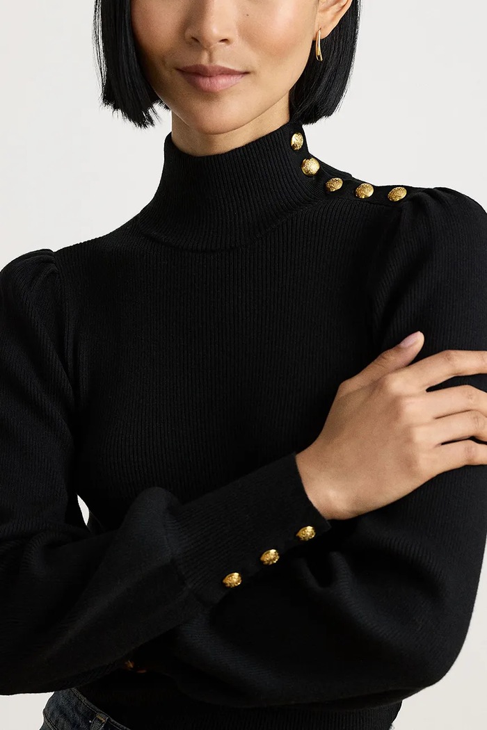 Sweter damski z bawełną Lauren Ralph Lauren 200882214 czarny