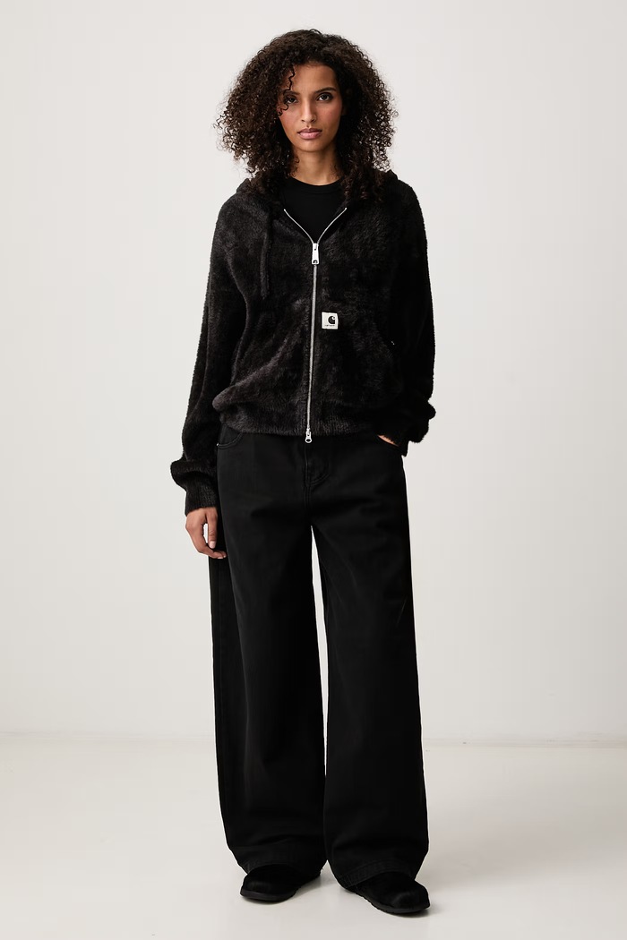 Carhartt WIP Maine Active Sweater Jacket sweter rozpinany z bawełną damski I037037 czarny AW26