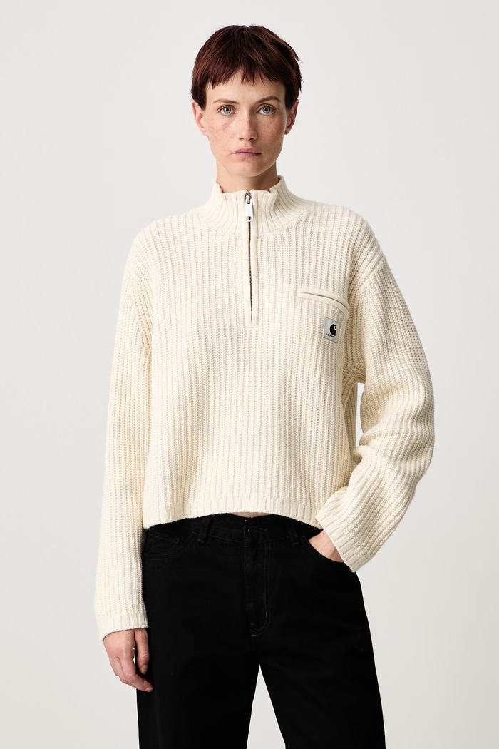 Carhartt WIP Detroit Half Zip Sweater светр з додаванням вовни жіночий бежевий I037036