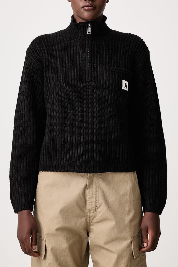 Detroit Half Zip Sweater with wool blend Women's Carhartt WIP black I037036