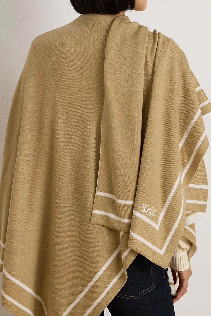 Poncho damskie z wełną Lauren Ralph Lauren 454P23616 beżowy