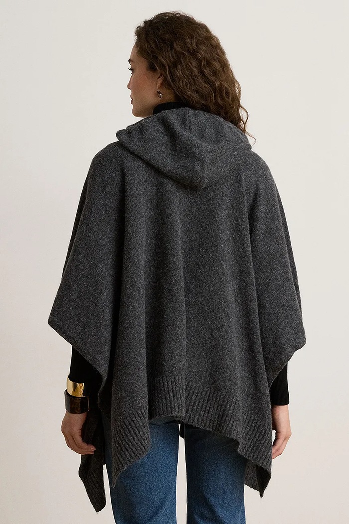 Lauren Ralph Lauren Poncho damskie z dodatkiem wełny 454P23613 szary AW26