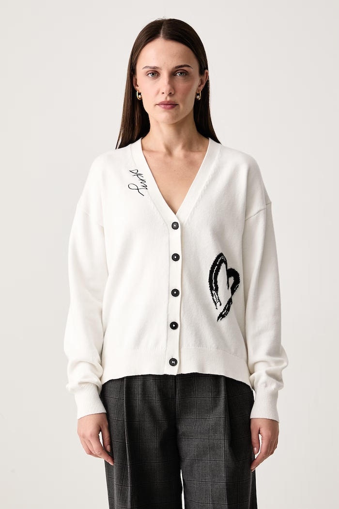 DKNY Kardigan damski z bawełną biały P6MXAF25