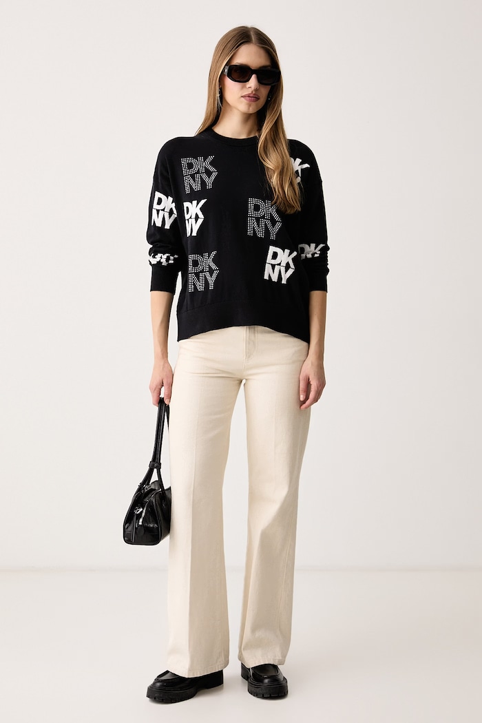 DKNY Sweter damski z bawełną P6MSAF52 czarny AW26