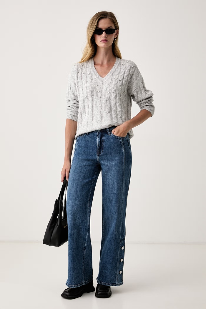 DKNY Sweter damski DJ6R0986 szary AW26