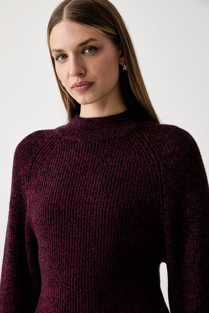 DKNY svetr dámský s viskózou burgundské DJ6R0820