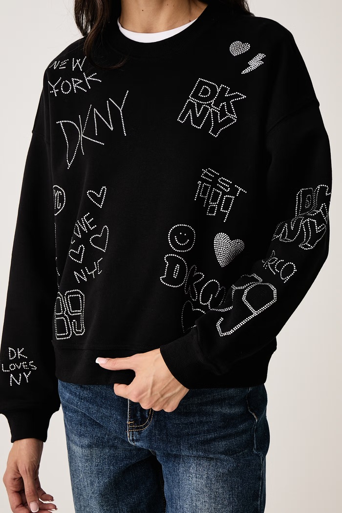 Bluza damska z bawełną DKNY DJ6T1840 czarny