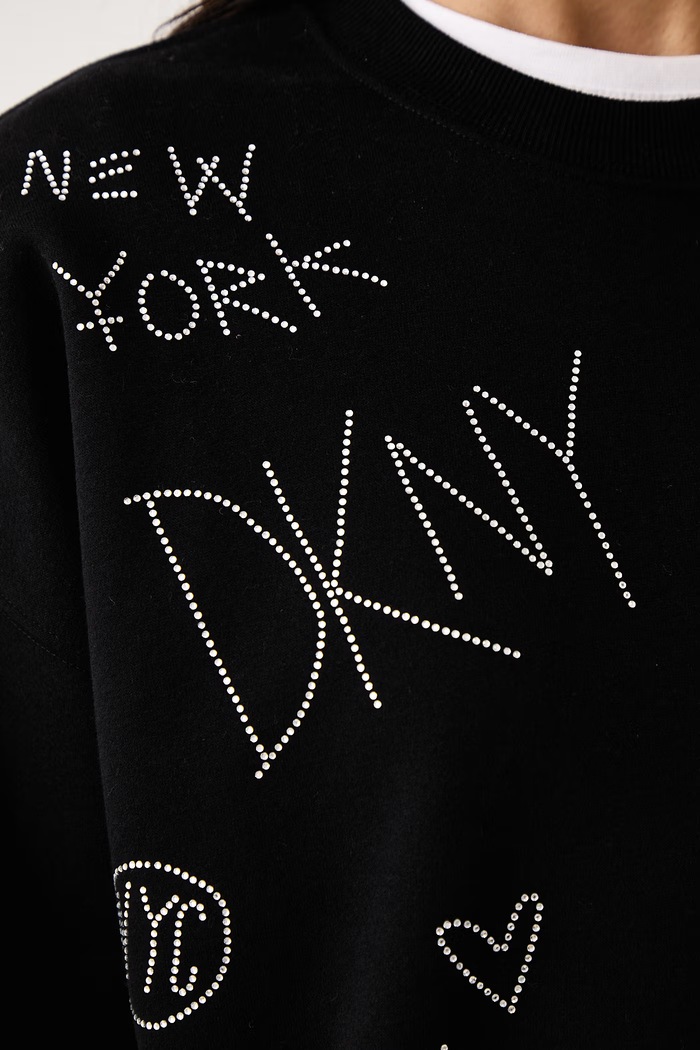 Bluza damska z bawełną DKNY czarny DJ6T1840