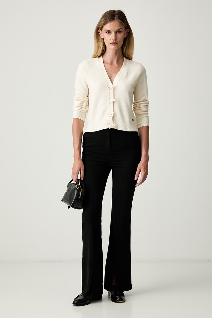 DKNY kardigan damski z wiskozą DJ6R0868 beżowy AW26