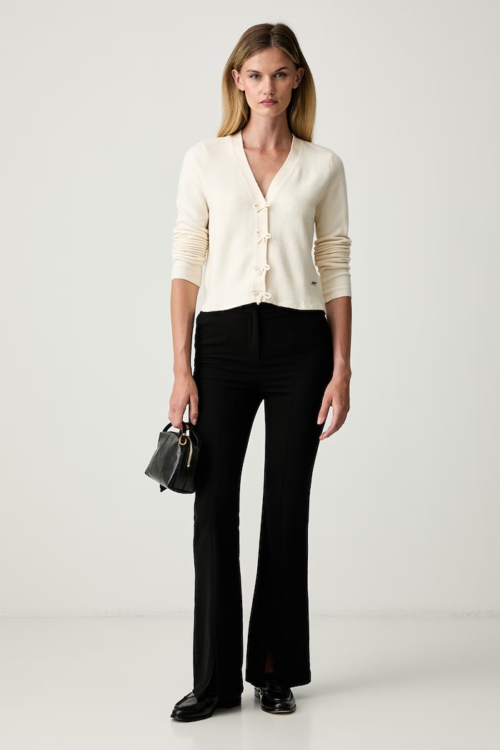 DKNY kardigan damski z wiskozą DJ6R0868 beżowy AW26