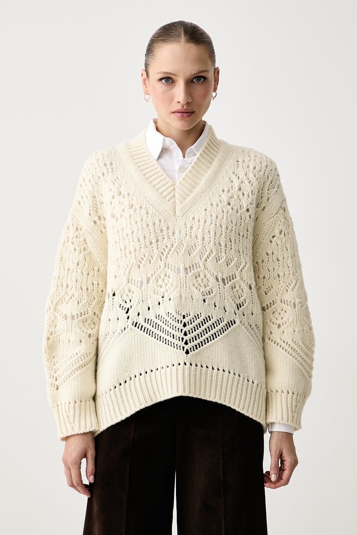 Max&Co. Sweter damski wełniany TUBO beżowy 2626366104200
