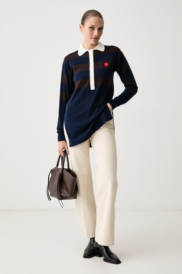 Max&Co. Sweter damski wełniany PANTERA 2626366033200 granatowy AW26