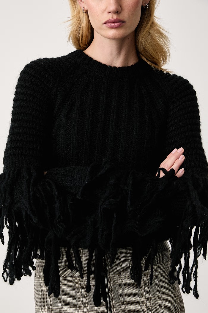 Sweter damski z dodatkiem wełny Patrizia Pepe 2K0093.KK033 czarny