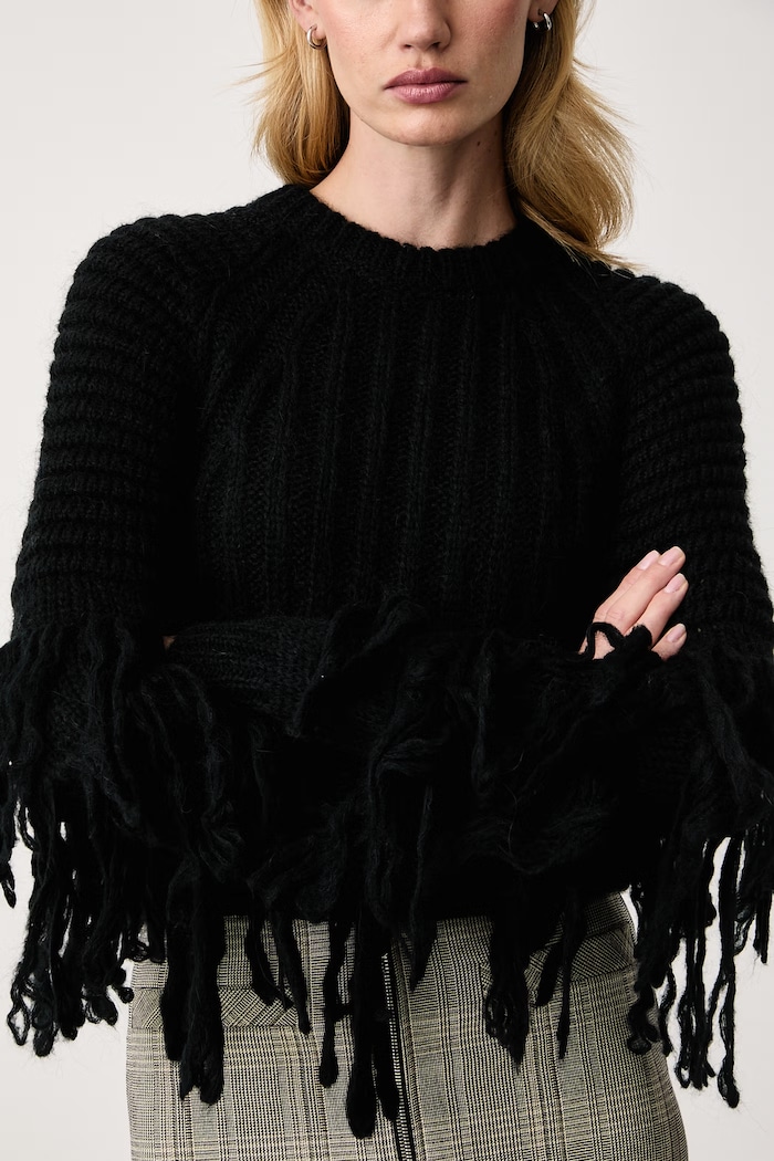 Sweter damski z dodatkiem wełny Patrizia Pepe 2K0093.KK033 czarny