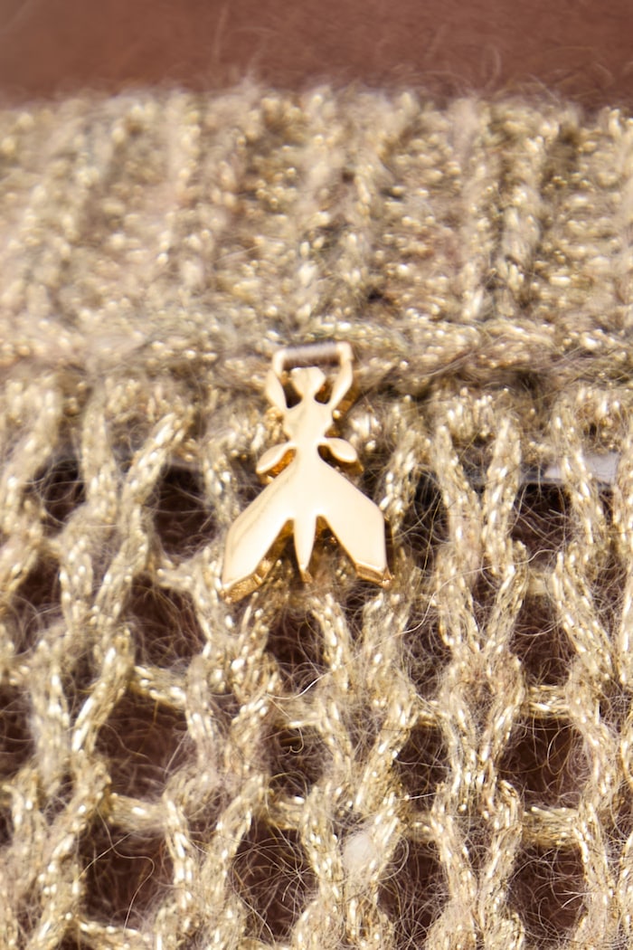 Sweter damski ażurowy Patrizia Pepe złoty 2K0084.KK030