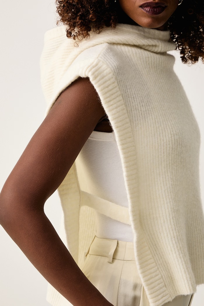 Poncho damskie z wełną Patrizia Pepe 2F0120.K293 beżowy