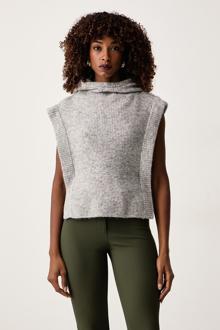 Patrizia Pepe Poncho damskie z wełną szary 2F0120.K293