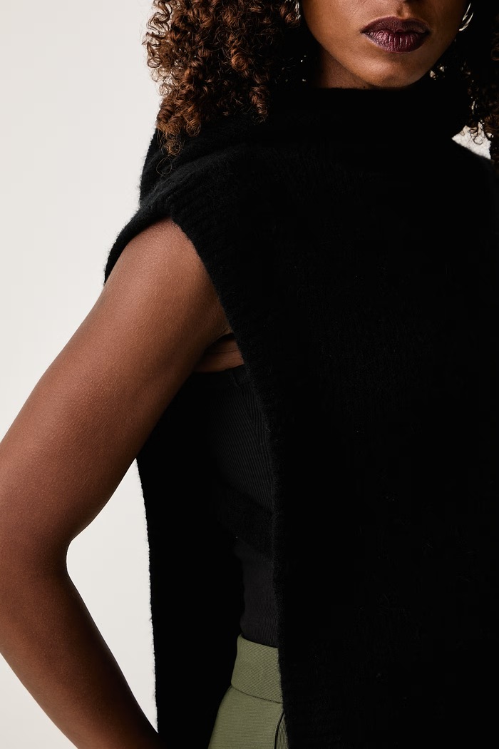 Poncho damskie z wełną Patrizia Pepe 2F0120.K293 czarny