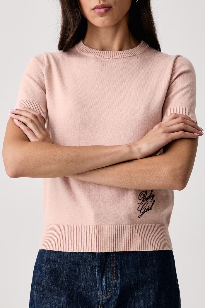 Sweter z krótkim rękawem damski bawełniany ONDATA Max&Co. 2626366111200 różowy