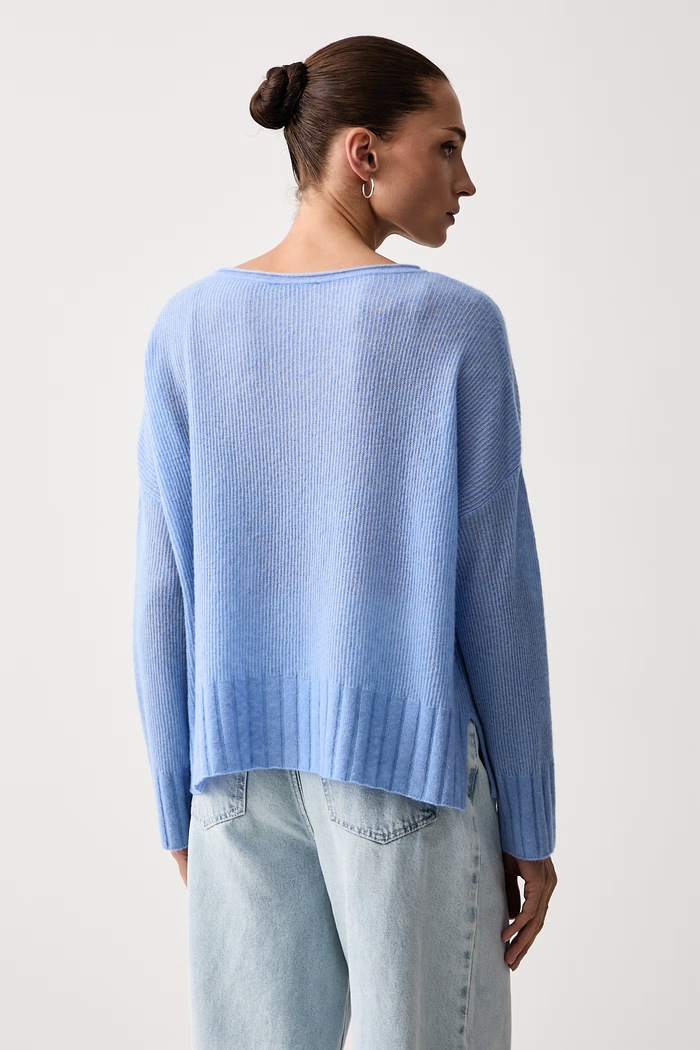 Odzież Max&Co. Sweter damski z wełną STAMPA 2626366091200 niebieski