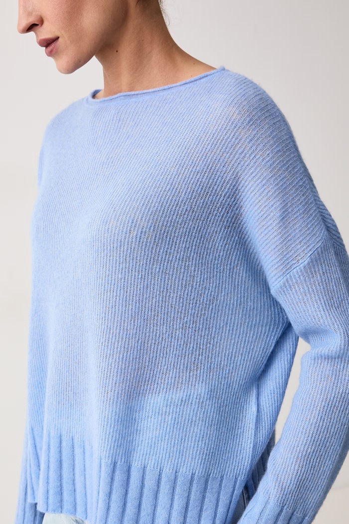 Sweter damski z wełną STAMPA Max&Co. 2626366091200 niebieski