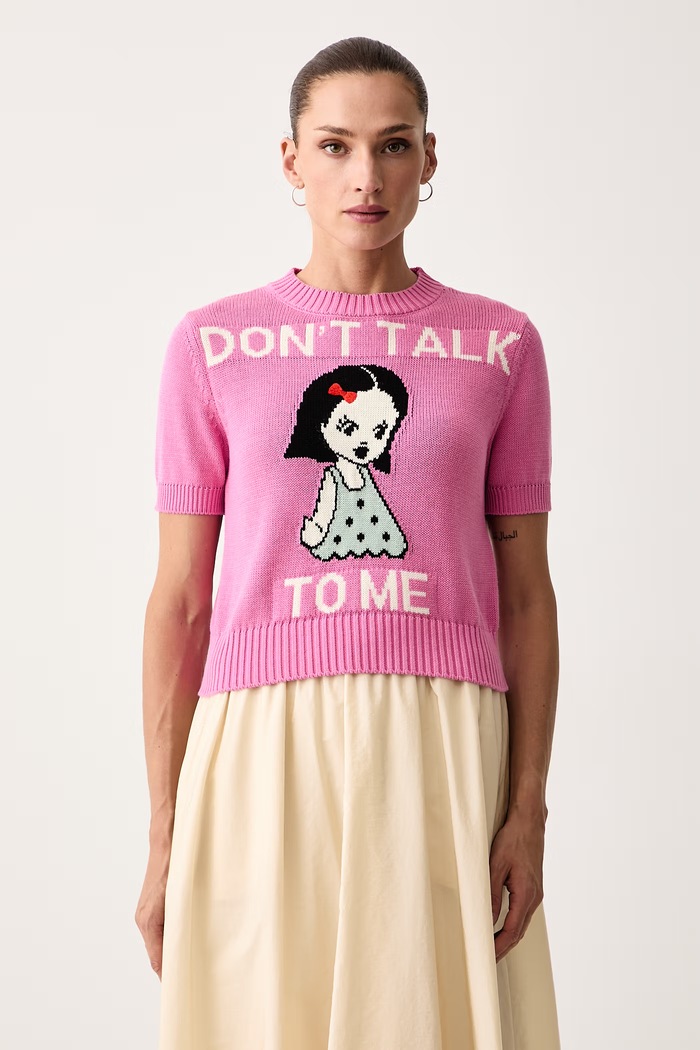 Max&Co. T-shirt swetrowy damski bawełniany ARGENTO różowy 2626366071200