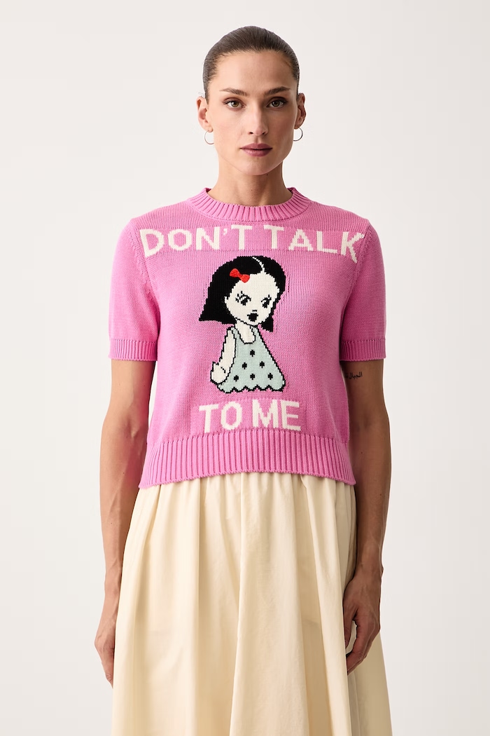 Max&Co. T-shirt swetrowy damski bawełniany ARGENTO różowy 2626366071200